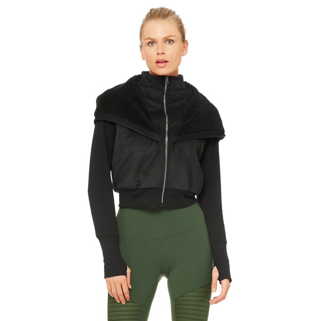 ALO YOGA - LA Winter Faux Fur Lined Jacket In Black Size S