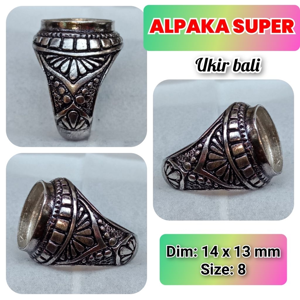 cincin emban batu akik batu permata alpaka super ukir Bali.96