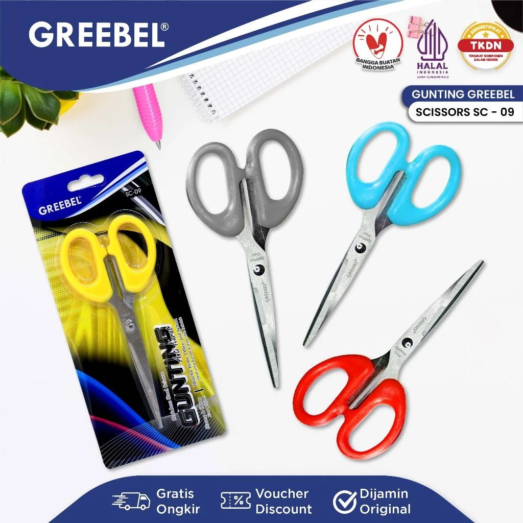 

GREEBEL Gunting Sedang Scissor (GUNTING SC-09) / Gunting Stainless / Anti Karat Nyaman Digenggam / Kualitas Baik