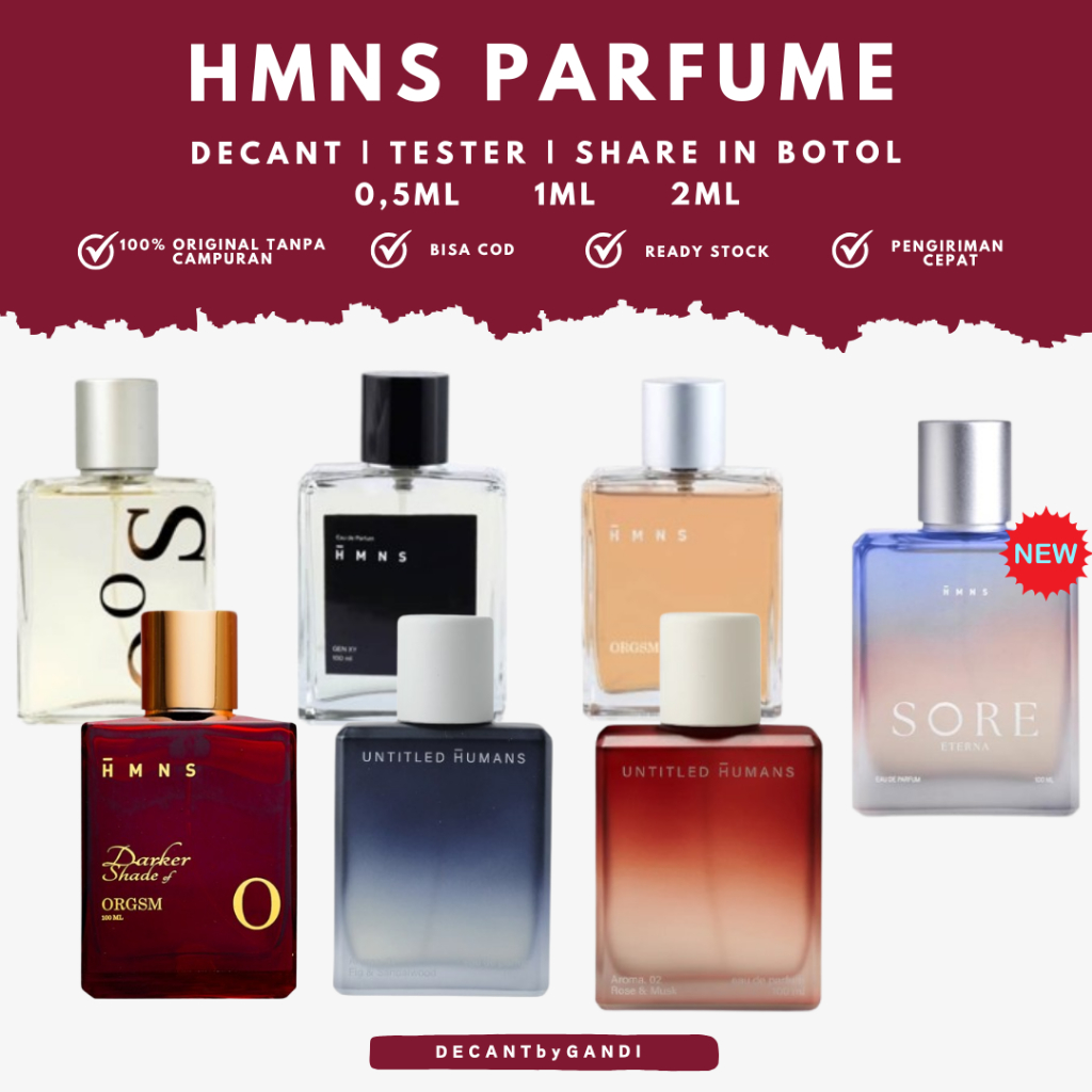DECANT SHARE PARFUM HMNS 0,5ML 1ML 2ML ORGASM  HMNS EOS EON UNTITLED ALPHA SORE FARHAMPTION