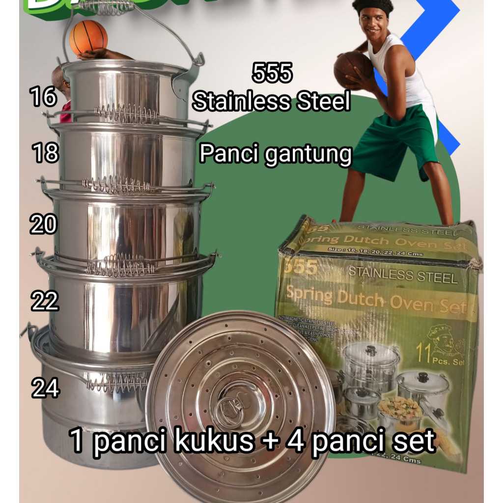 Panci Kukus + 4 Panci Stainless Steel Set