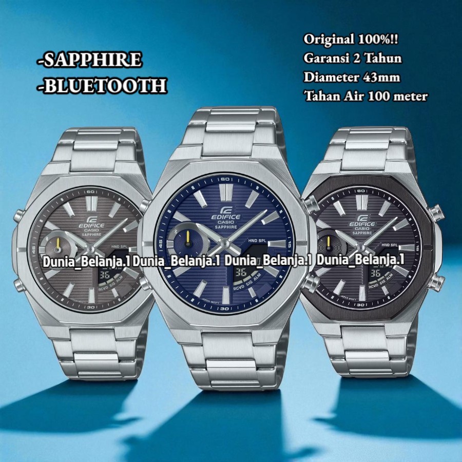 Original 100%  Jam Tangan Pria Casio EDIFICE  ECBS10D Sapphire Bluetooth Garansi Resmi 2 Tahun ECB-S