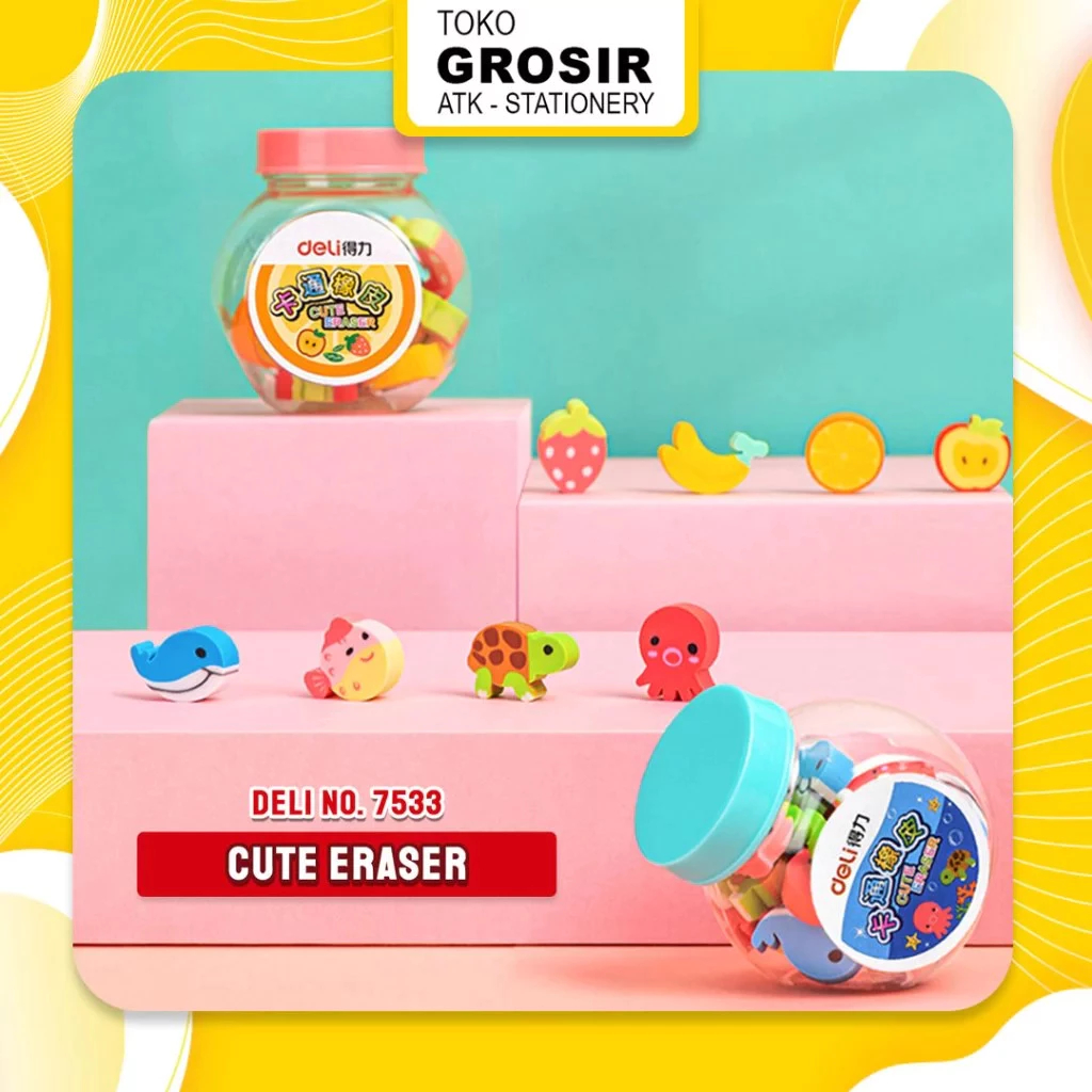 

(LIVE) Penghapus Buah dan Binatang Lucu isi 20 7533 Deli School Eraser / Cute Eraser Fruit Animal 2