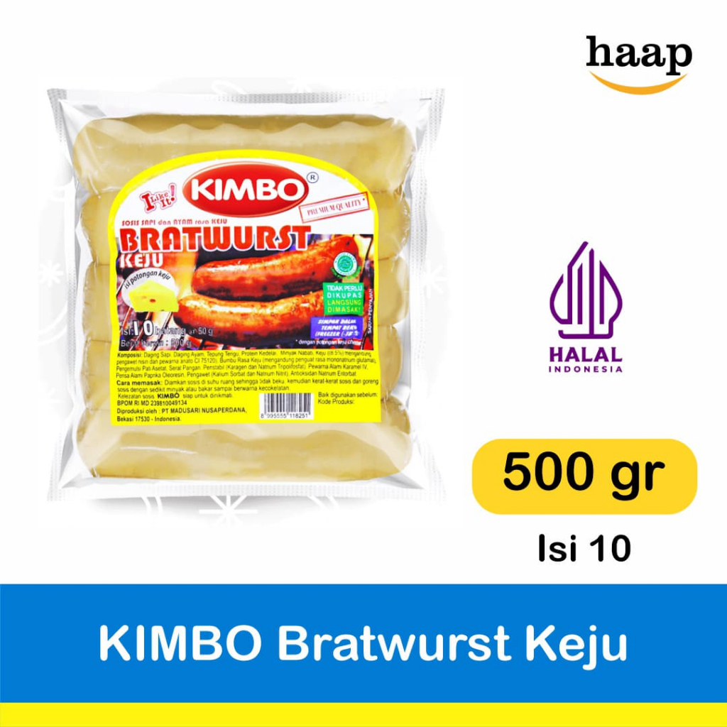 

Sosis Kimbo Bratwurst Keju 500gr isi 10 / Sosis Kimbo Keju