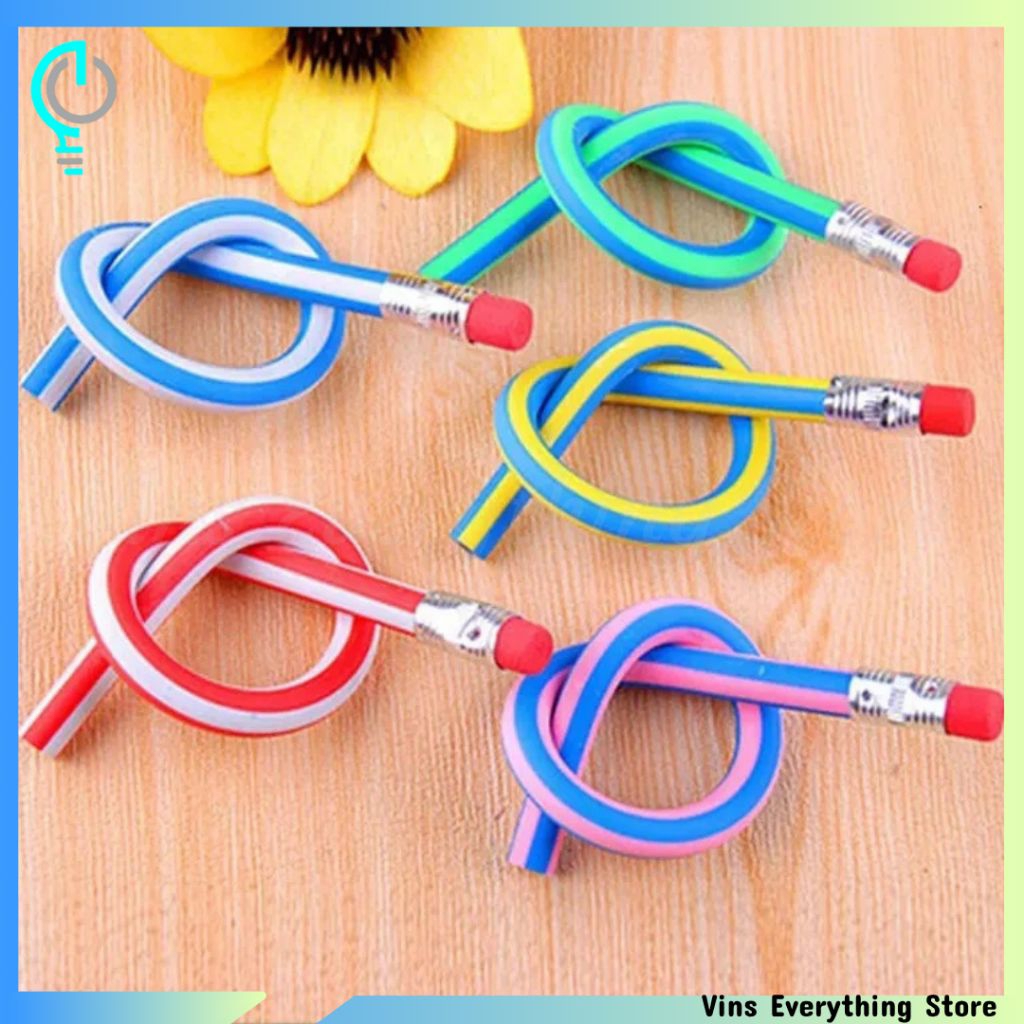 

[VES] Pensil Lentur Fleksibel Dengan Penghapus / Alat Tulis Sekolah Anak Pencil Karet Inul Dapat Digulung Ditekuk Unik Lucu Flexible Soft Mainan Stationary