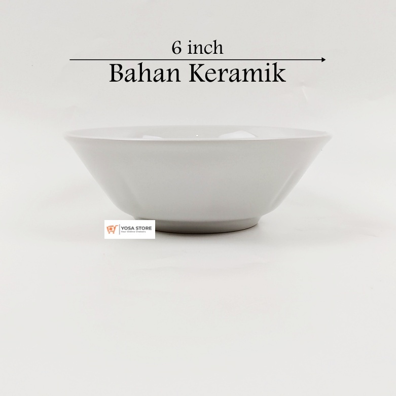 Mangkok Keramik Bakso Putih Polos KPA 6 inch - 1 Pcs Kedaung Home