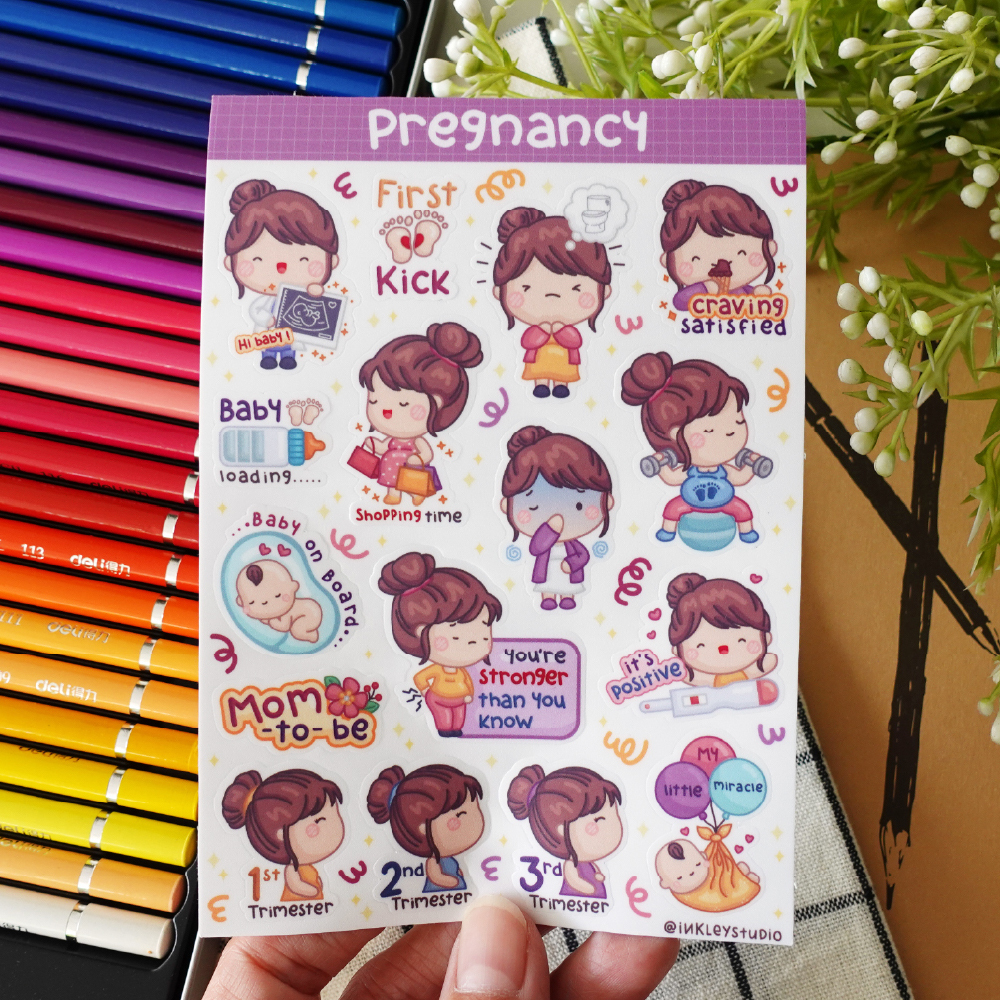

Pregnancy Sticker Sheet Series | Waterproof | Aesthetic Sticker | Sticker Sheet Pack | Planner Sticker
