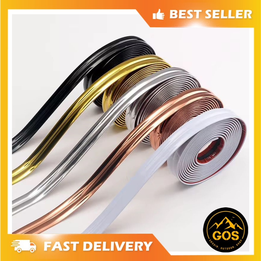 - Wall STICKER PANJANG 1 METER / LIST PLAT STRIP MIRROR / SILVER & GOLD LIST PLAT STRIP HAIRLINE