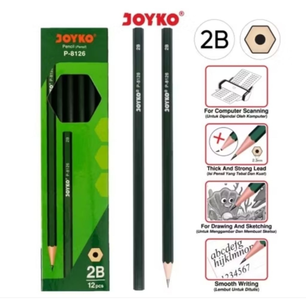 

Pensil Joyko Pencil 2B P8126 1 kotak 12 Pc