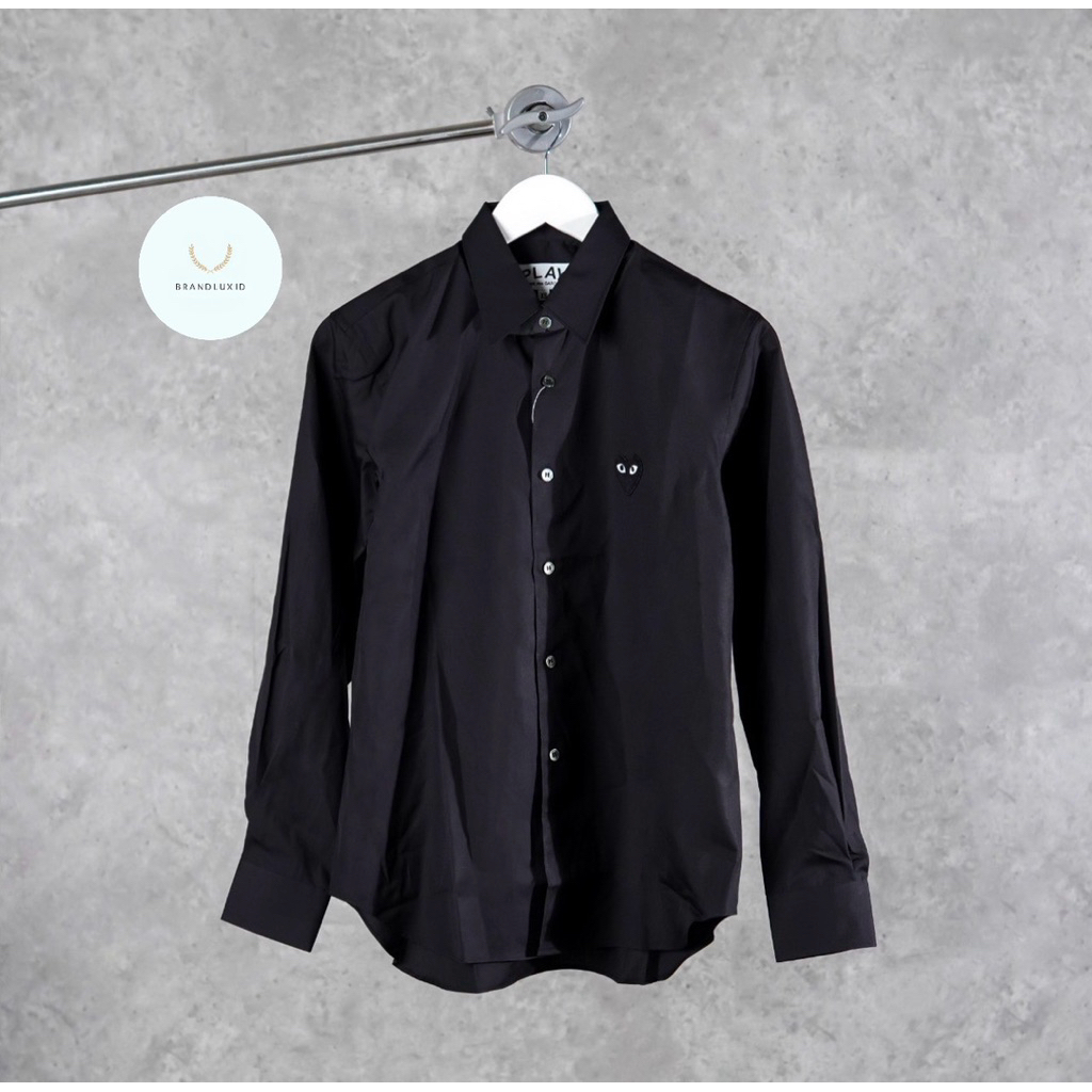 Cdg Come Des Garcons Play Black Heart Long Sleeve Shirt in Black
