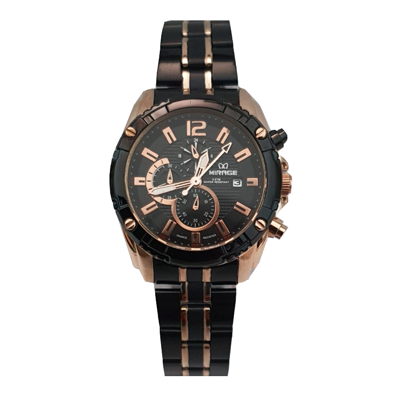 Mirage 8714 Rosegold Black Man MDBBRBA2 Jam Tangan Pria Original