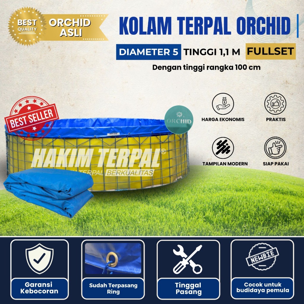 KOLAM BULAT TERPAL DIAMATER 5 TINGGI 1,2 FULLSET ORCHID || KOLAM IKAN | KOLAM BIOFLOK