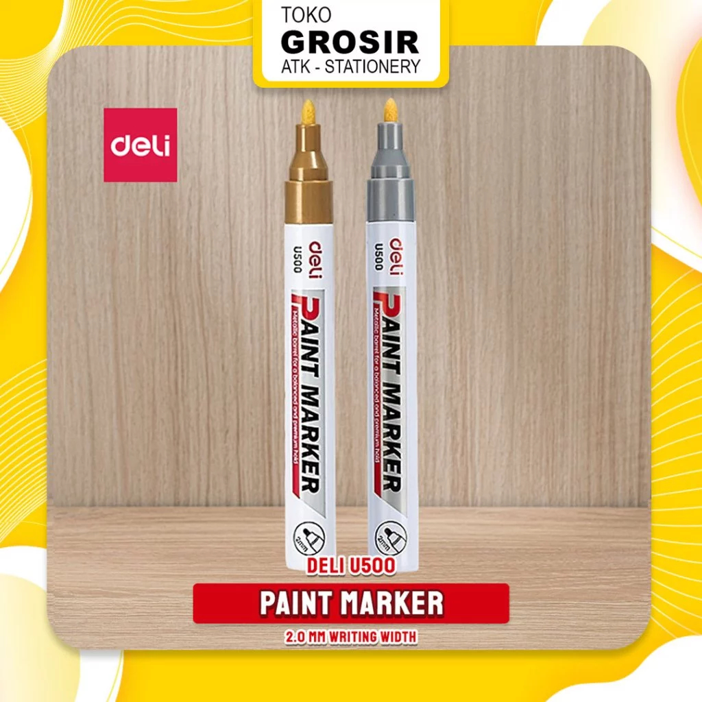 

(LIVE) Spidol Paint Marker Warna Silver U500 SL DELI / Spidol Ujung Bullet 2 mm 2