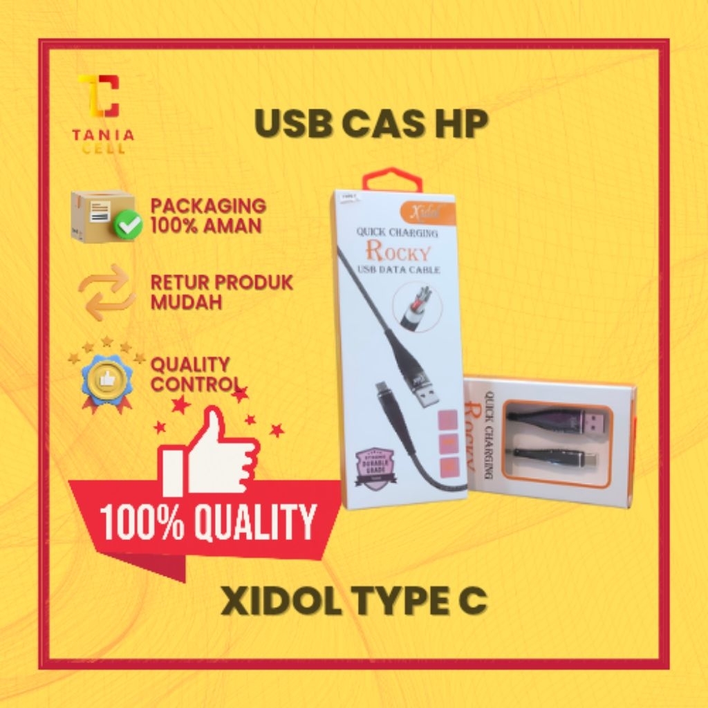 KABEL CHARGER MERK XIDOL ROCKY TYPE C