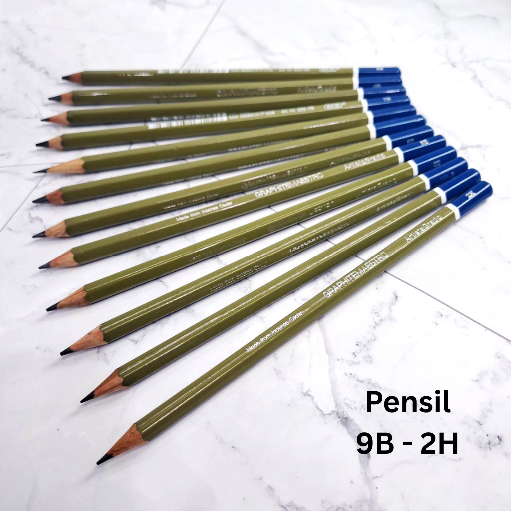 

KCK Pensil Graphite Maestro No. 222 – Set Lengkap 9B hingga 2H Olive Green | Sudah Diraut