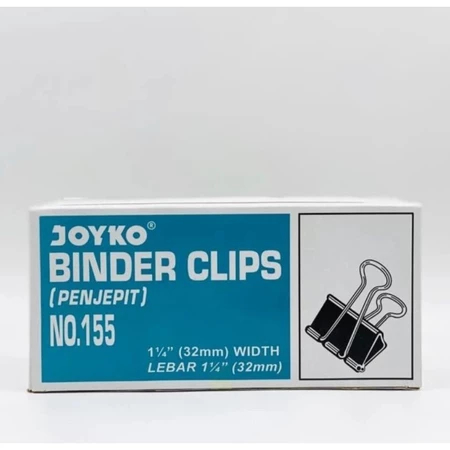 

(1pack isi 12pcs) Binder Clip Joyko No 155 - Penjepit Kertas Tanggung HItam