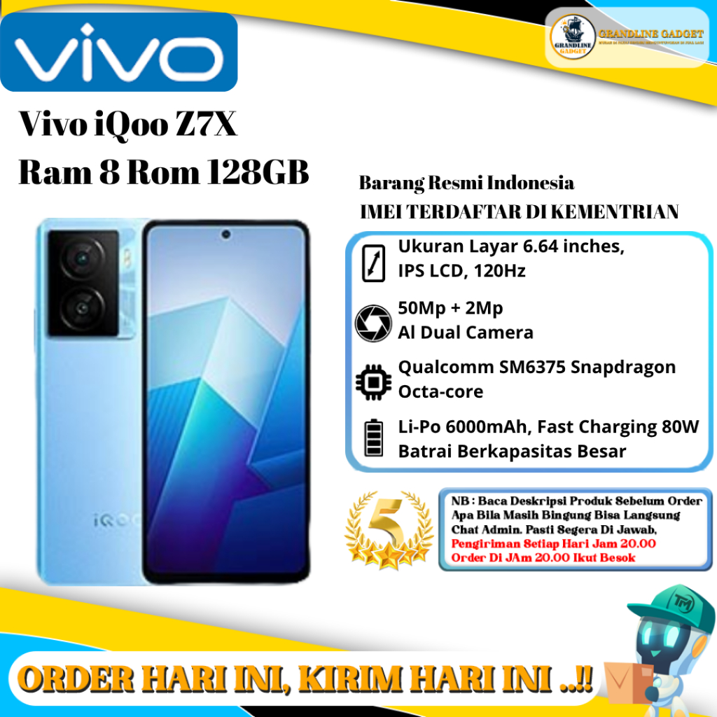 Vivo iQOO Z7 | Z7X 5G Ram 12/256GB | Ram 8/128GB | Ram 8/256GB