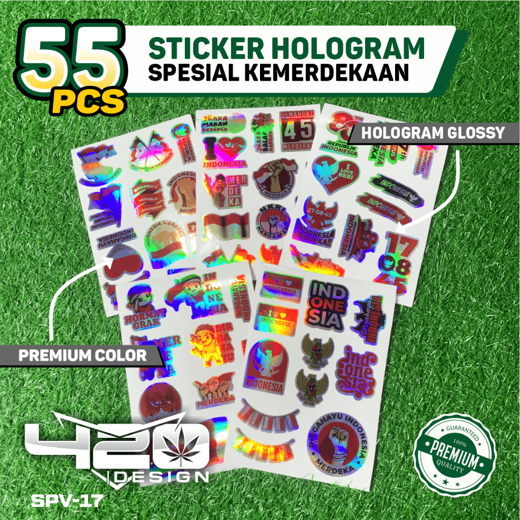 

STIKER PIPI KEMERDEKAAN MERAH PUTIH HUT RI KE-80 ISI 50PCS BAHAN HOLOGRAM -SPV