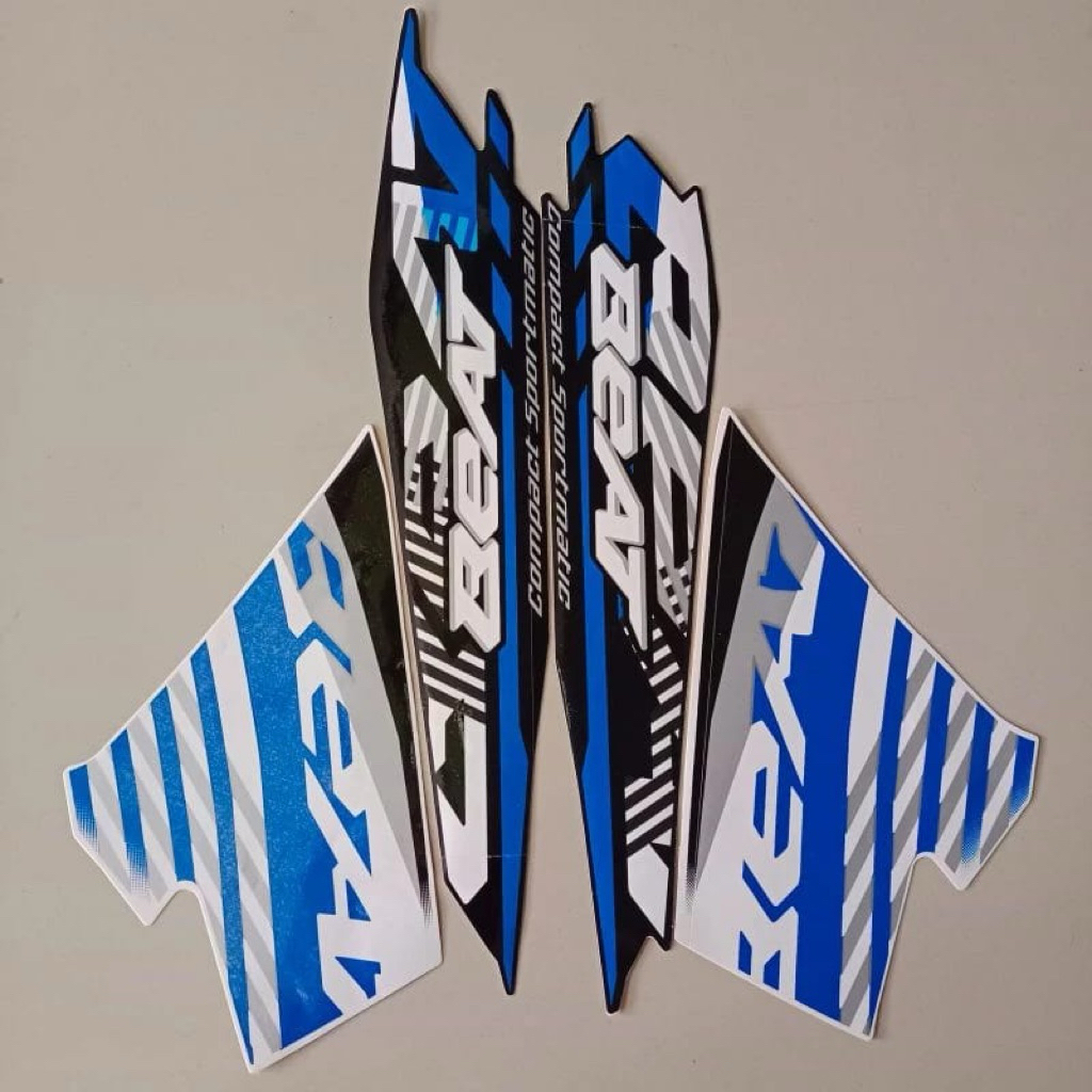 STRIPING STIKER LIS BODY MOTOR HONDA BEAT 2021 BIRU PUTIH