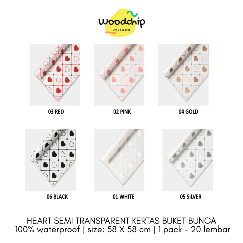 

[LEMBAR] HEART SEMI TRANSPARENT CELLOPHANE | KERTAS BUKET BUNGA BOUQUET KERTAS KADO WRAPPING PAPER
