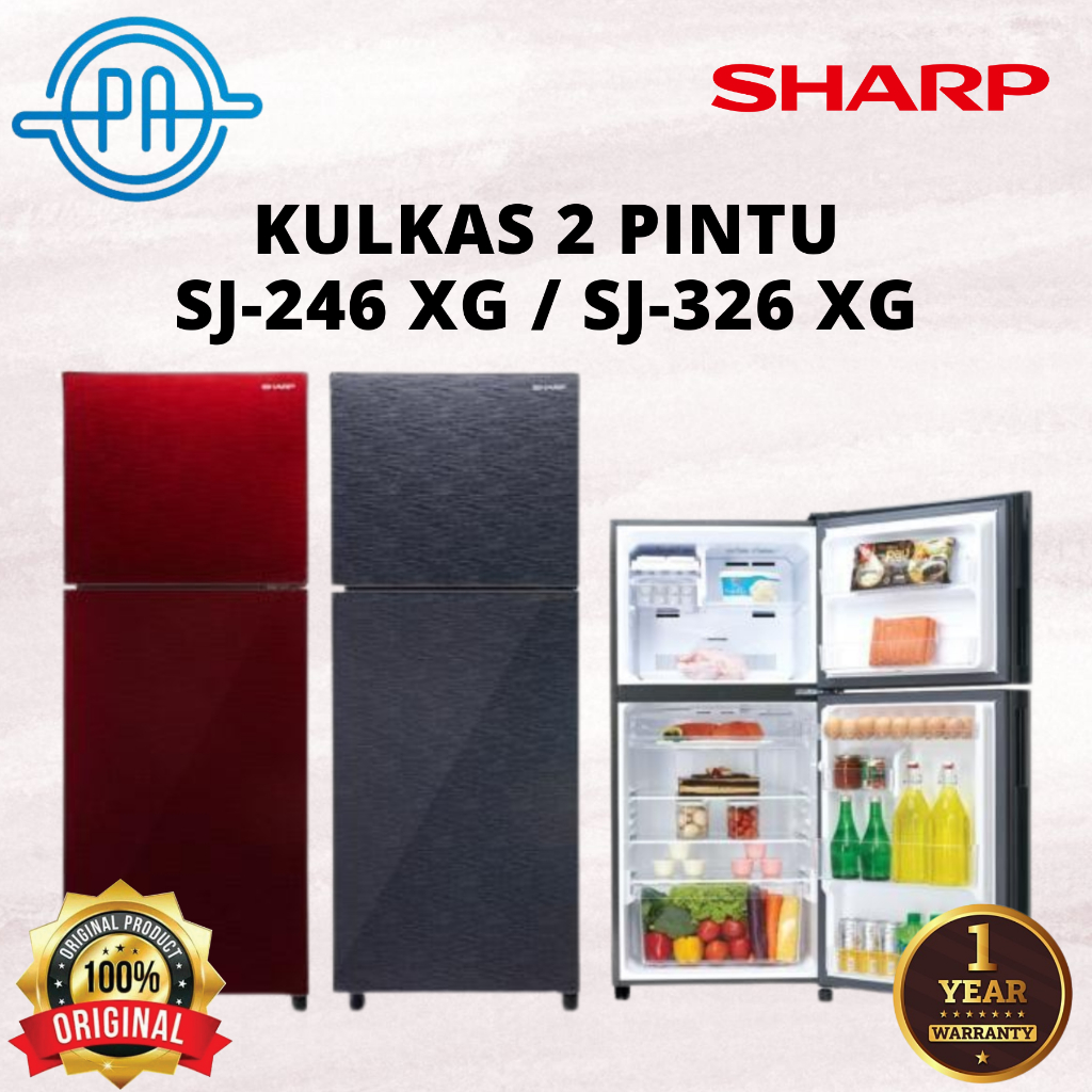 KULKAS SHARP 2 PINTU SJ-246XG /  SJ-326 XG MR / MS / SJ 246 XG / SJ 326 XG LEMARI ES SJ246XG NEW ORI