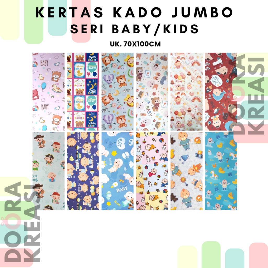 

Kertas Kado Wrapping Paper Premium uk JUMBO Seri Kids/Baby