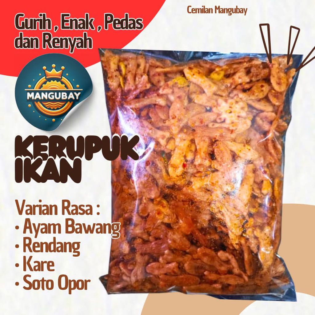 

Kerupuk Ikan Cikruh Varian Rasa Asin Pedas Rendang Makanan Cemilan Spesial