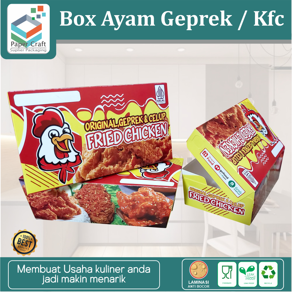 Box Ayam Celup M  Fried Chicken Dkriuk Ayam Geprek Kotak Nasi Ayam Ivori Premium Laminasi