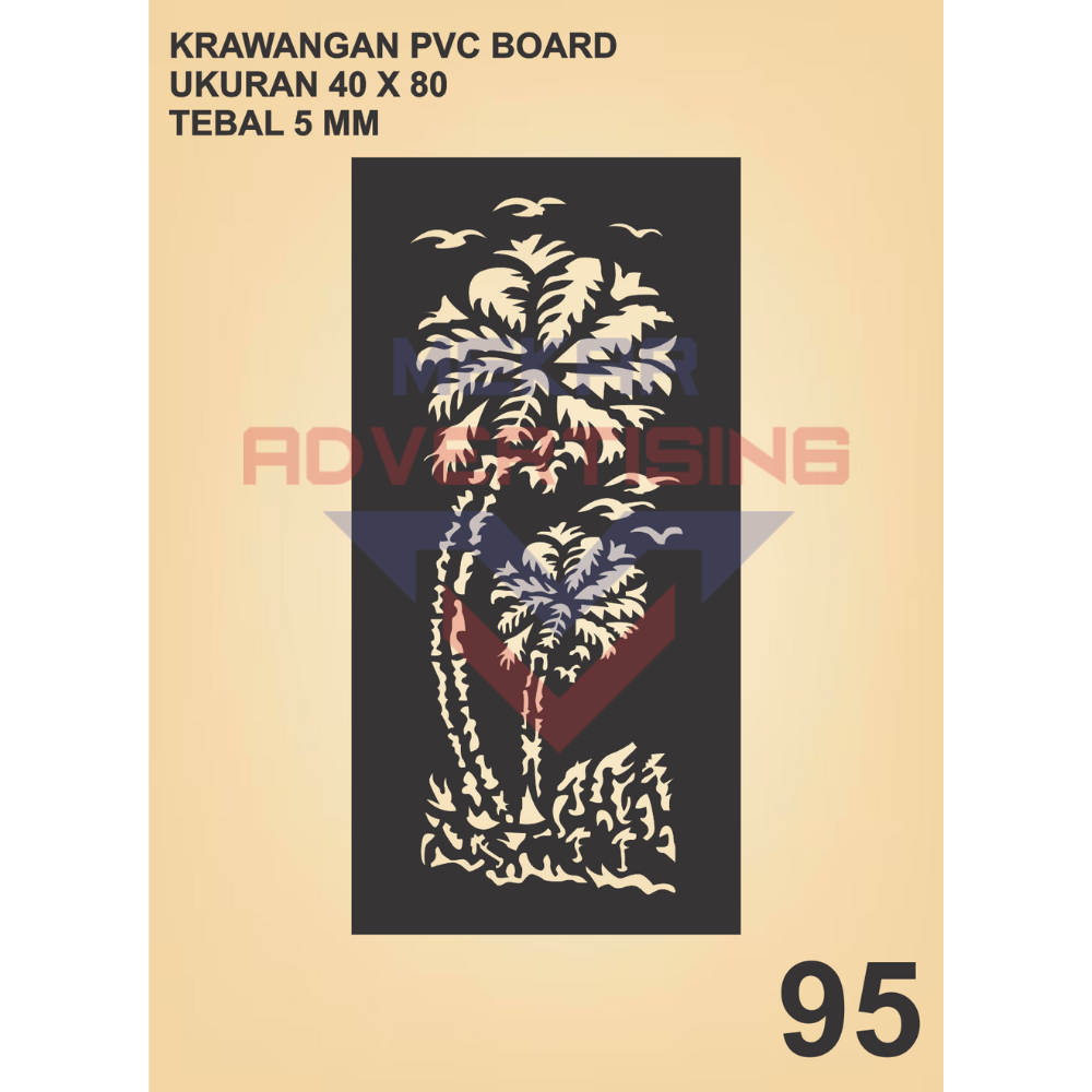 KRAWANGAN PVC BOARD HITAM  / ORNAMEN PVC FOAM BOARD HITAM TEBAL 5MM MODEL 95 UKURAN 40X80
