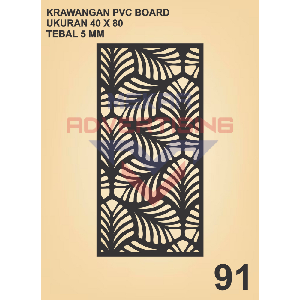 KRAWANGAN PVC BOARD HITAM  / ORNAMEN PVC FOAM BOARD HITAM TEBAL 5MM MODEL 91 UKURAN 40X80