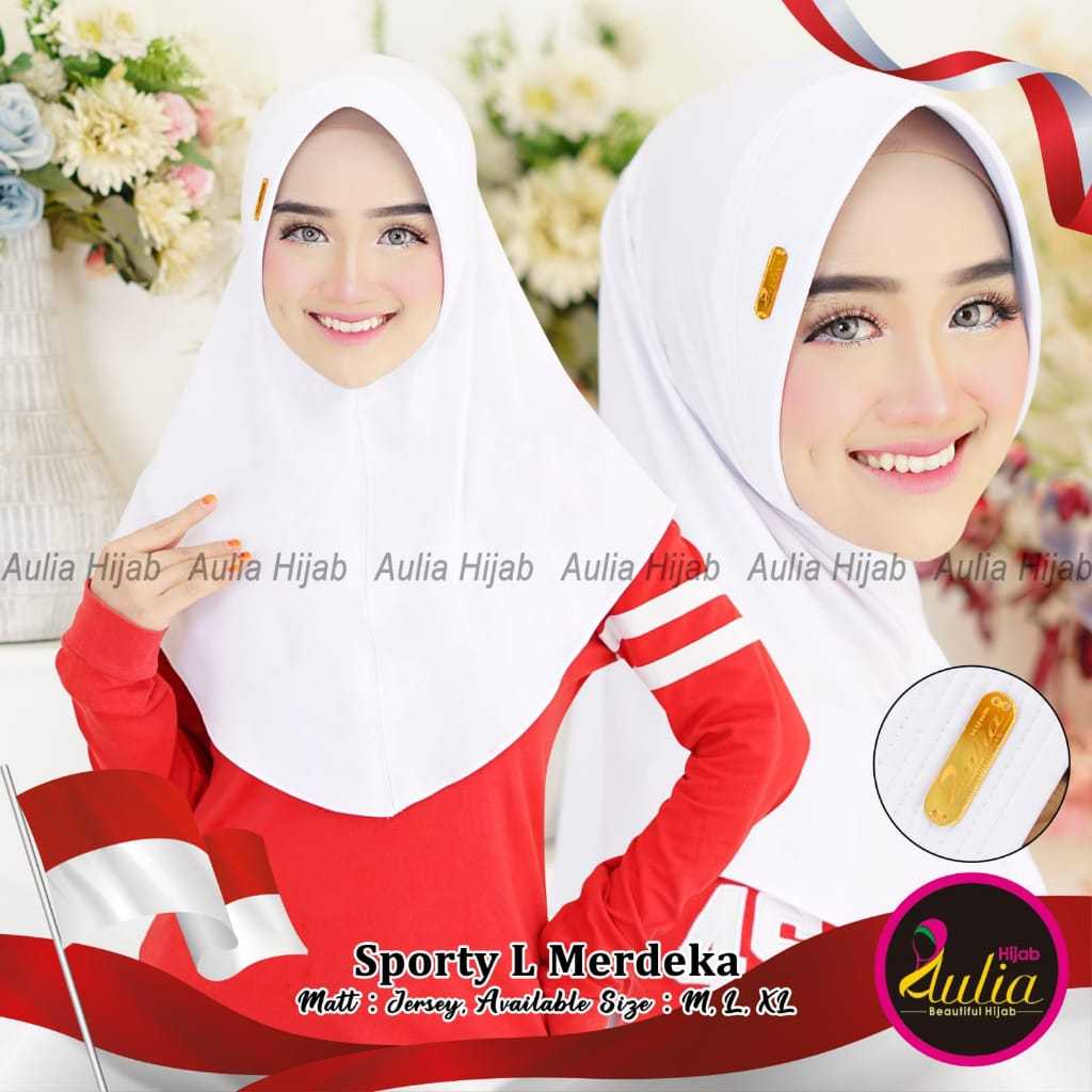 [SPECIAL KEMERDEKAAAN] Hijab Instan Daily Merah Putih Bergo Sporty Hamidah Agustusan  Jersey Premium