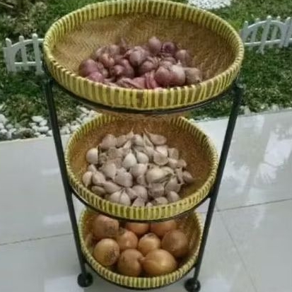N5 pRAK BUMBU DAPUR RAK BAWANG ROTAN RAK CABE RAK BAHAN MASAK DAPUR