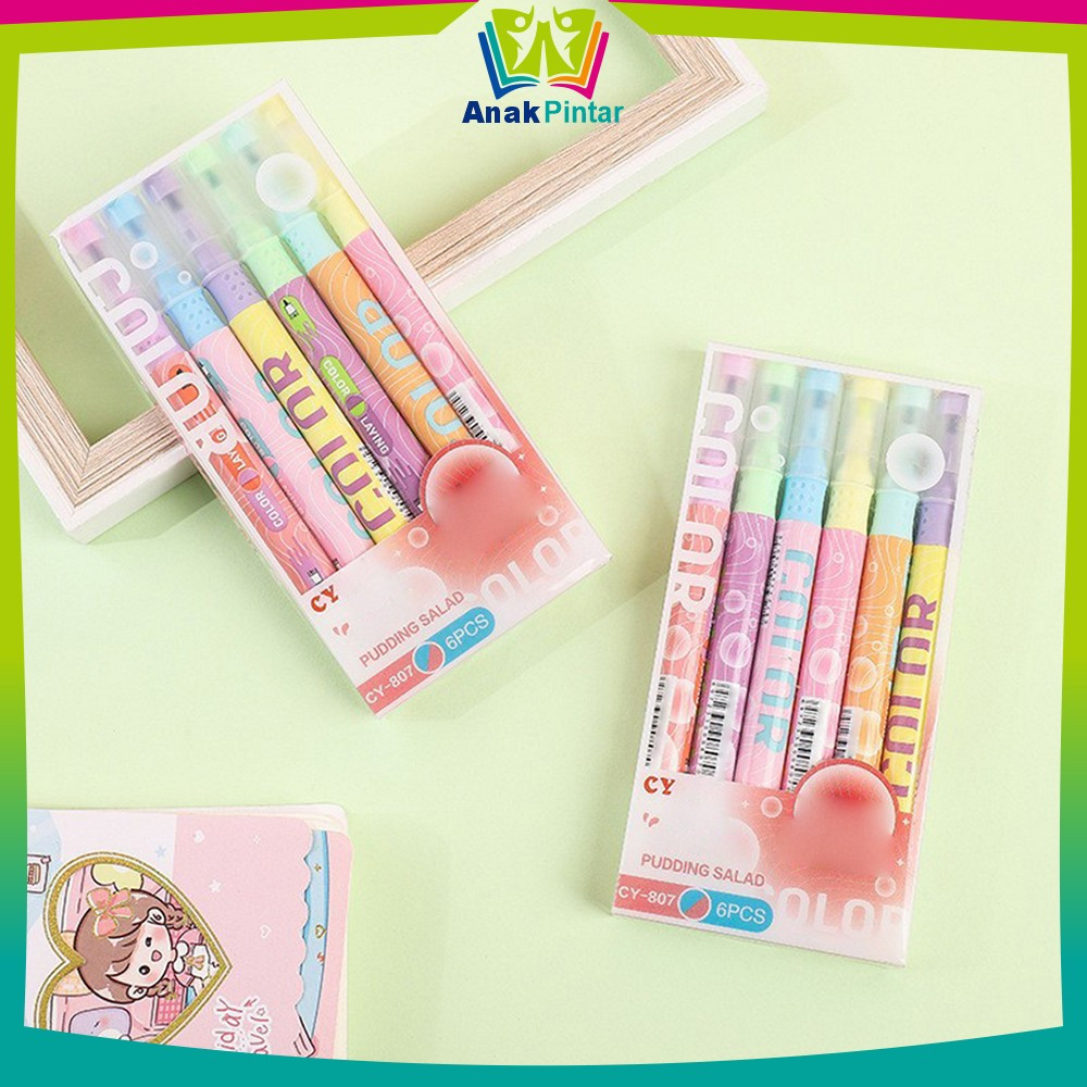 

EC Penanda Teks Highlighter Pastel 2 Sisi Alat Tulis Sekolah / Spidol Set Isi 6pcs 12 Warna Serbaguna/ Pen Marker dengan Ujung 2 Tip Anak Pintar A114
