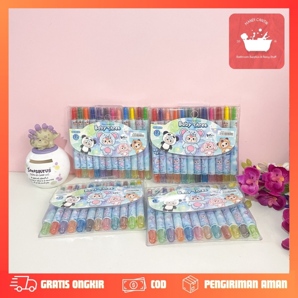 

KRAYON TWIST MINI BABY THREE ISI 12 PCS KR-1982 / Crayon Putar isi 12 crayon mini pop mart / Alat mewarnai krayon pensil warna pewarna 12 pcs / krayon putar lucu anak sekolah mewarnai menggambar