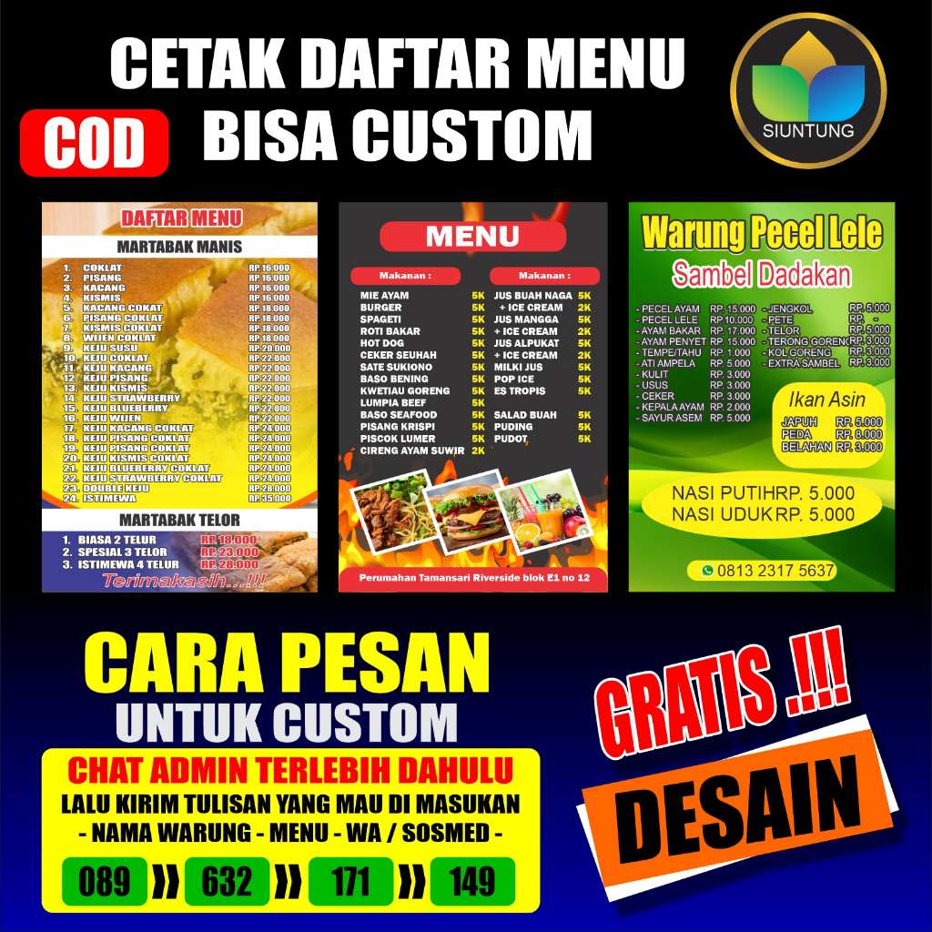 

Cetak Daftar Menu Bahan Kertas Tebal ARTPAPER 280 + LAMINATING