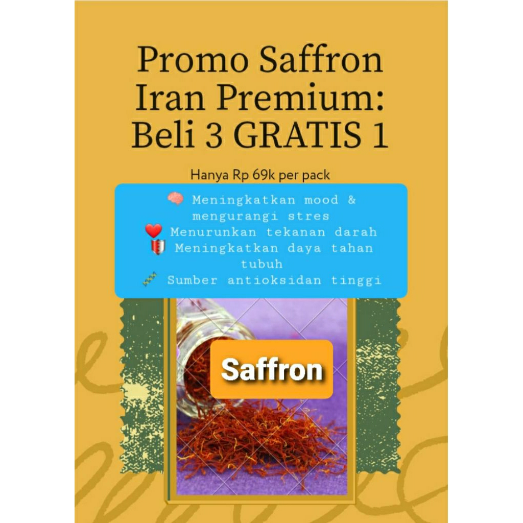 

Iranian Saffron Promo beli 3 gratis 1