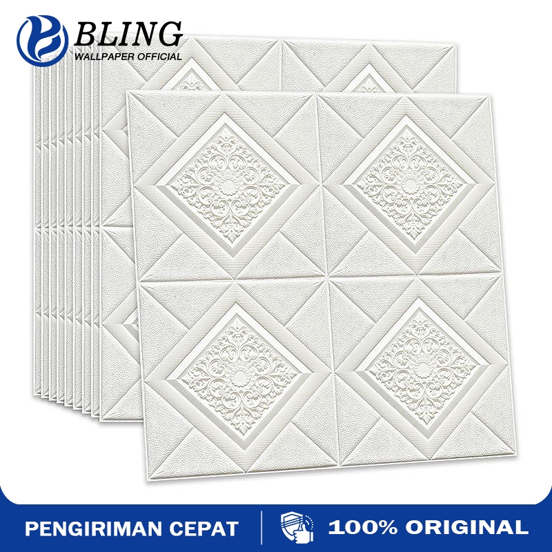 【COD】Wallpaper 3D FOAM Wallpaper Dinding 3D Motif Kotak Wallfoam Stiker Dinding Dekorasi ruangan Hia