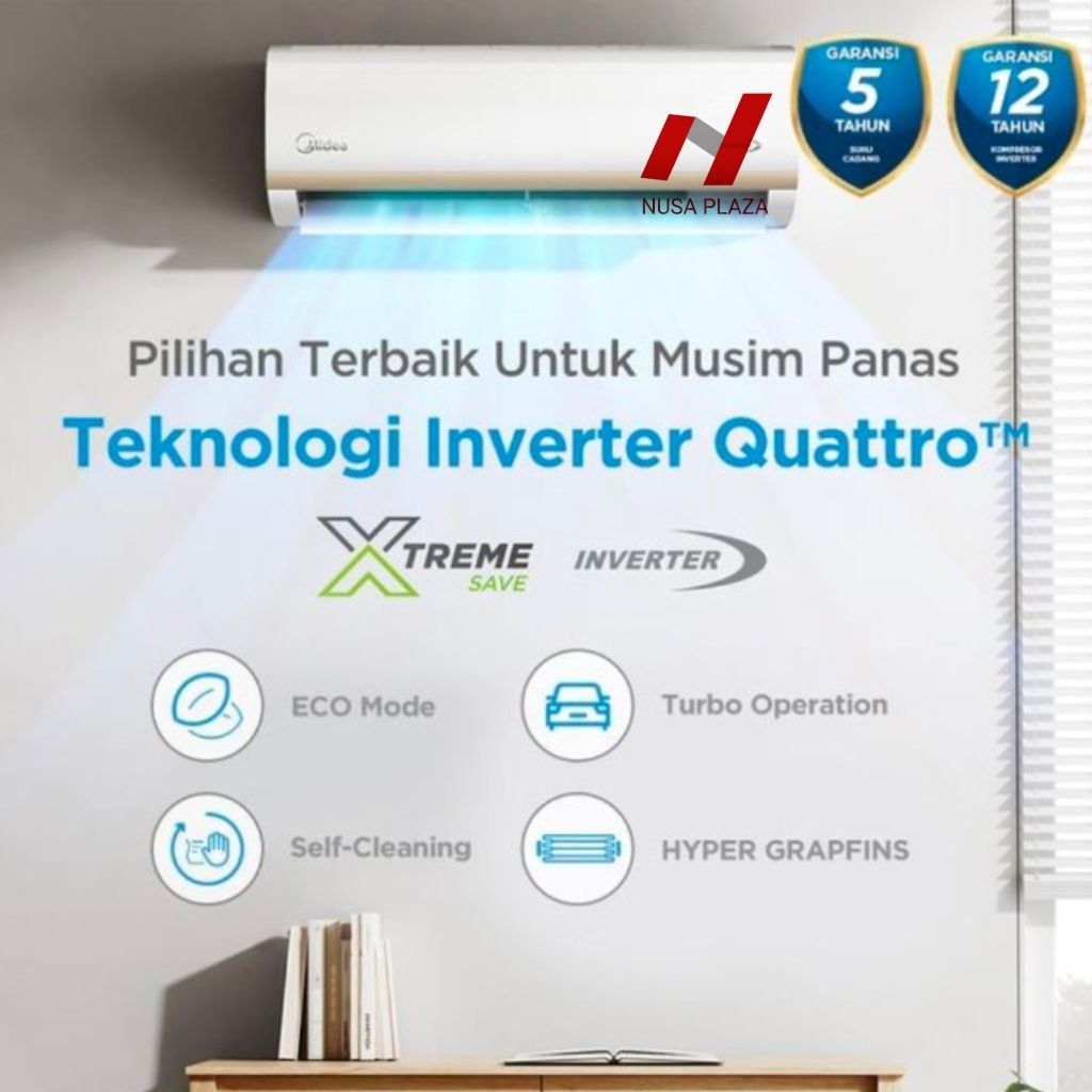 AC MIDEA INVERTER 1/2 PK MSIAF-05CRDN2X / 1 PK MSIAF-09CRDN2X / 1.5 PK MSIAF-12CRDN2X / 2 PK MSIAF-1