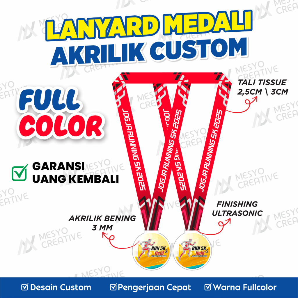 

(BISA SATUAN) LANYARD MEDALI AKRILIK FULL PRINT