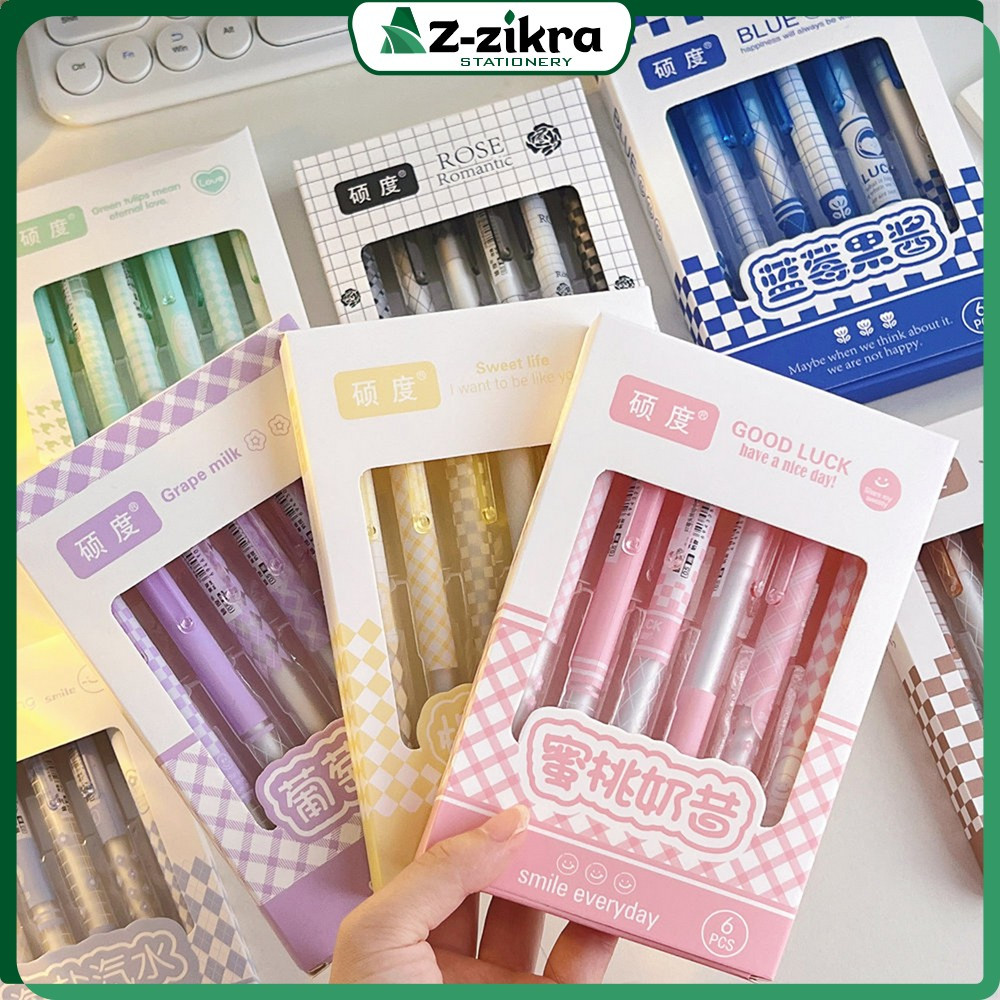 

EC Alat Tulis Pena ST Set 6IN1 Motif Bunga 0.5AMM / Retractable Pen Karakter Set / Perlengkapan Anak Sekolah Pulpen Cetek Import Az Zikra Stationery A69