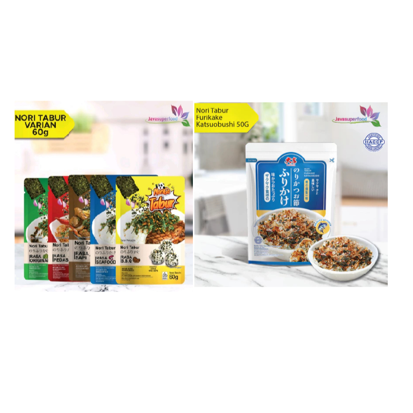 

NORIGO NORI TABUR rasa ORI,BBQ,SAPI 60gr / NORI TABUR FURIKAKE KATSUOBUSHI 50GR