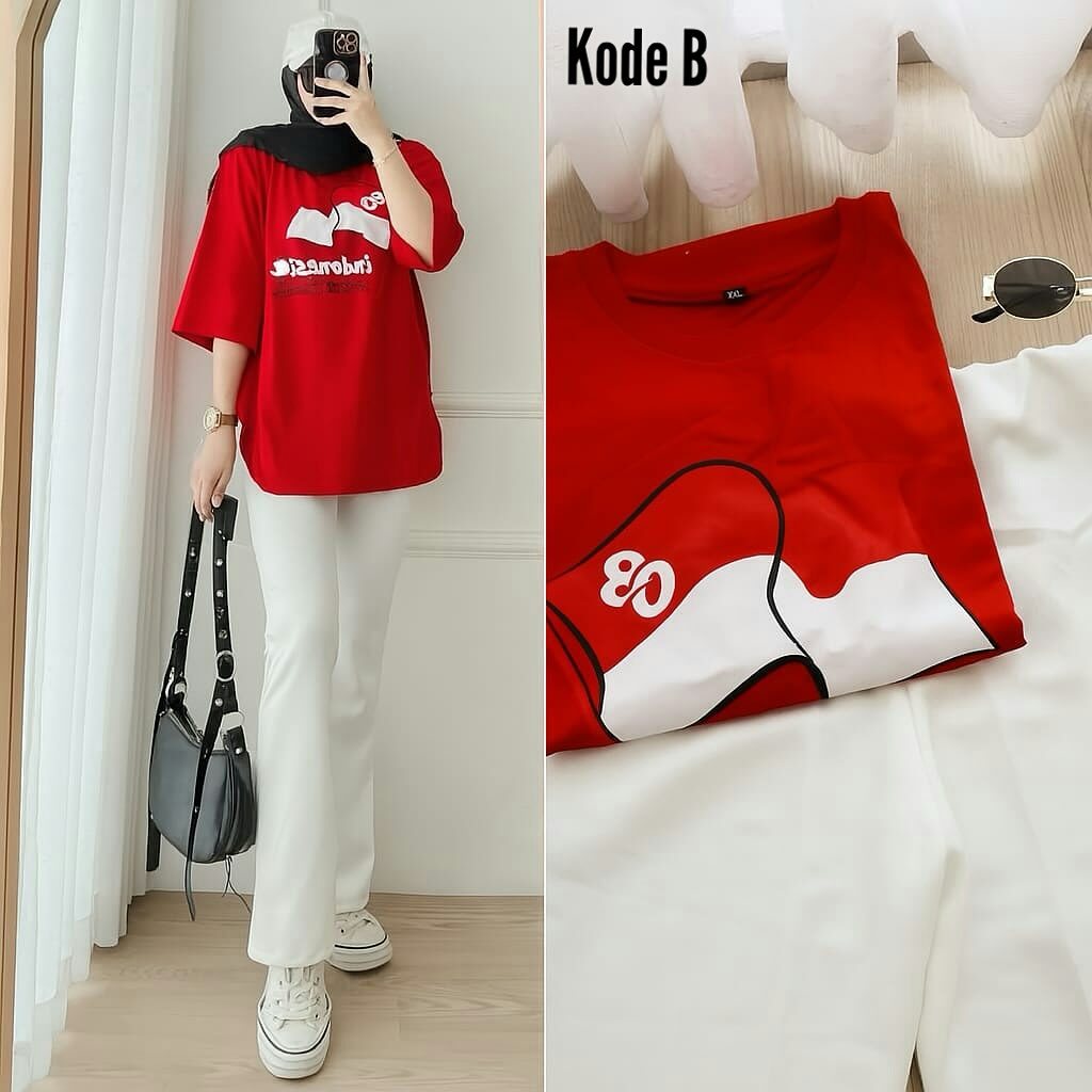 BHINEKA setelan merah putih dewasa wanita/setelan baju kemerdekaan 2025/baju merah 17 agustus dewasa