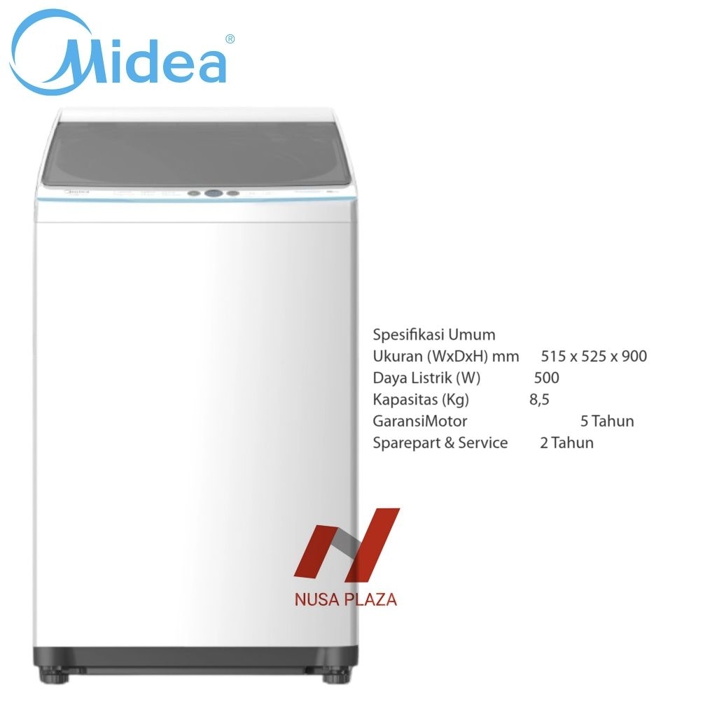 MESIN CUCI MIDEA 1 TABUNG 7.5 Kg / 8.5 Kg / 9.5 Kg MA100 Series