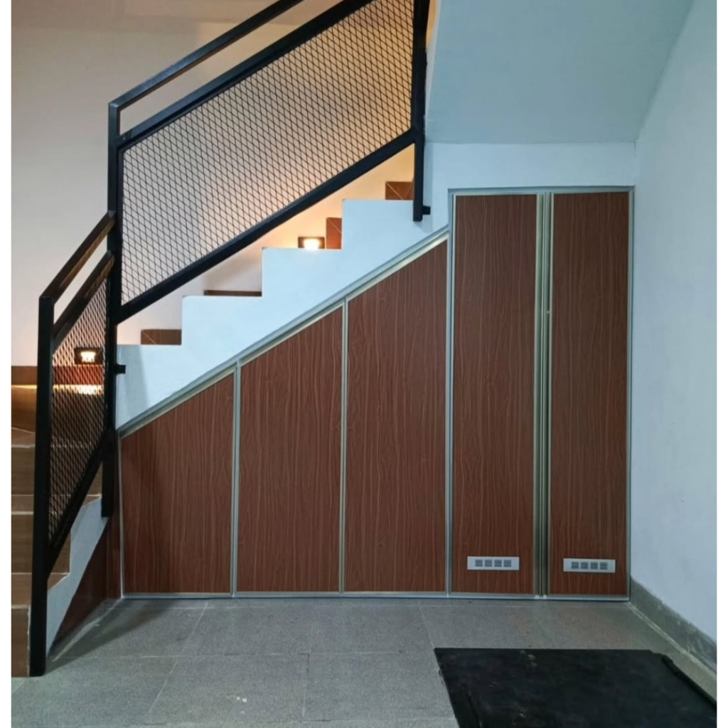 Kabinet Rak Bawah Tangga Aluminium Custom Premium
