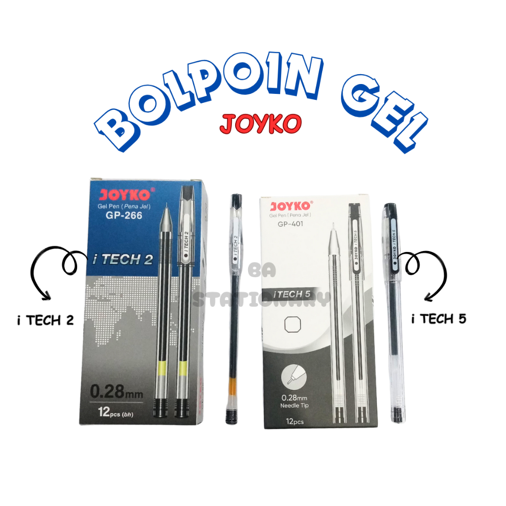 

(ECER)Bolpoin Gel JOYKO I-Tech 2 GP-266 0.28mm Hitam / Bolpoin Gel JOYKO I-Tech 5 GP-401 0.28mm Hitam