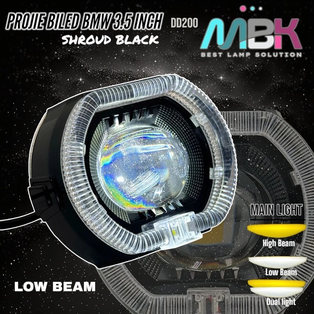 Lampu Depan/Headlamp Motor PROJIE BILED 3.5 Inch BMW Shroud Black