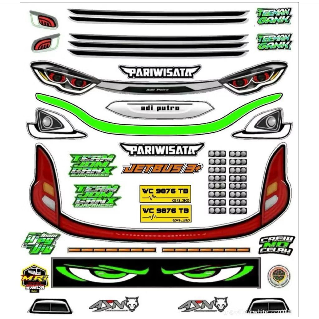 stiker headlamp miniatur bus lampu bus jb3