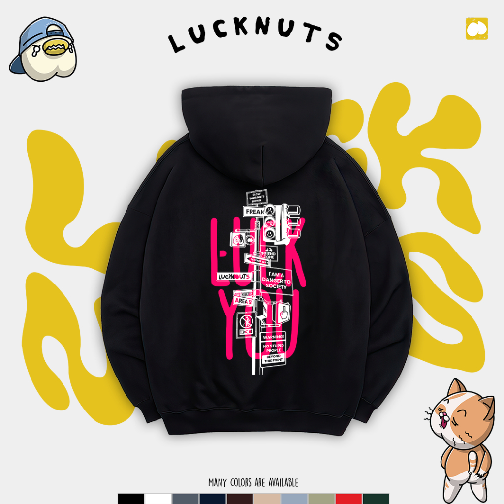 Lucknuts Hoodie Traffic 100% Cotton Fleece 280Gsm