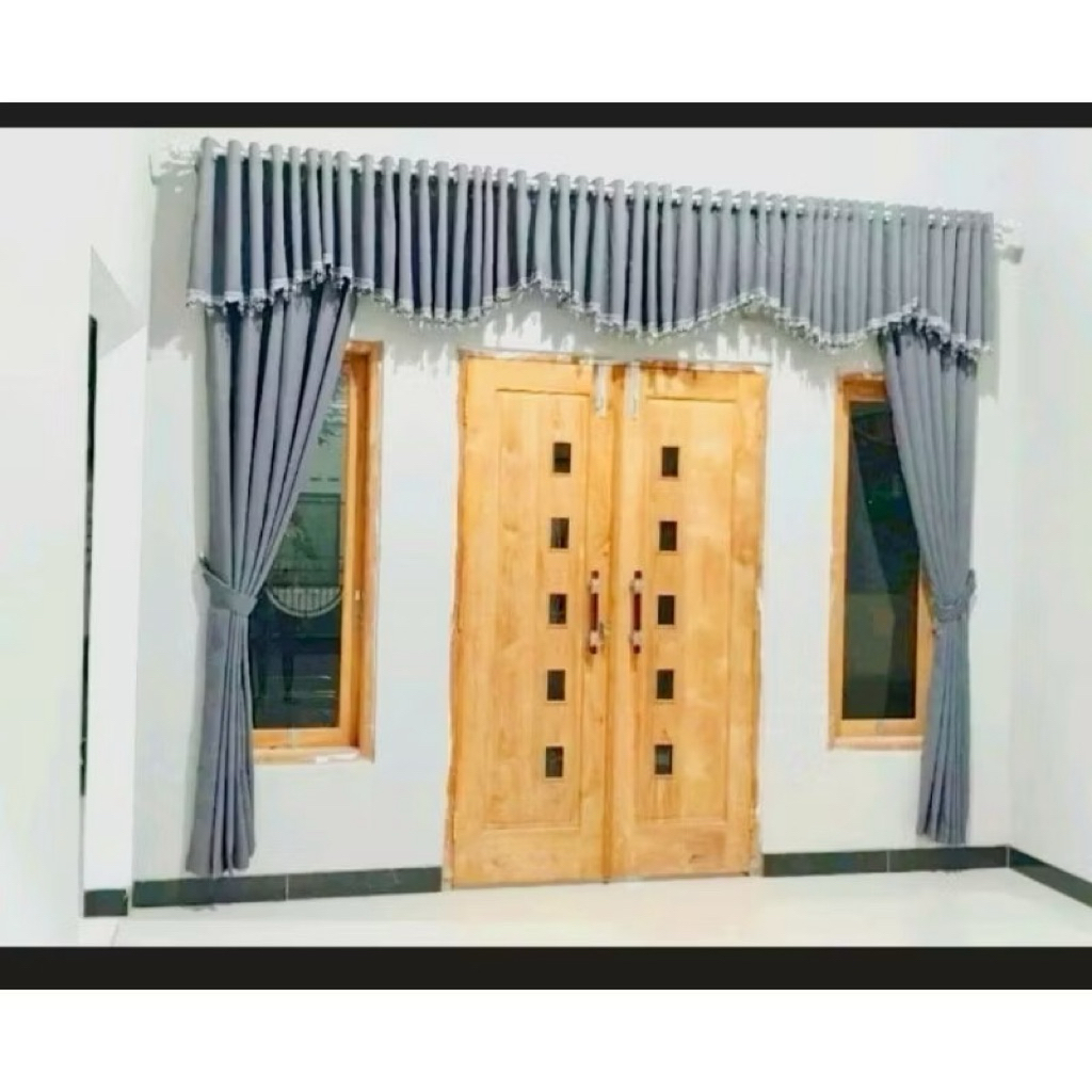 Gorden Poni satu set jendela pintu tengah kupu tarung Lebar 3meter Blackout import polos