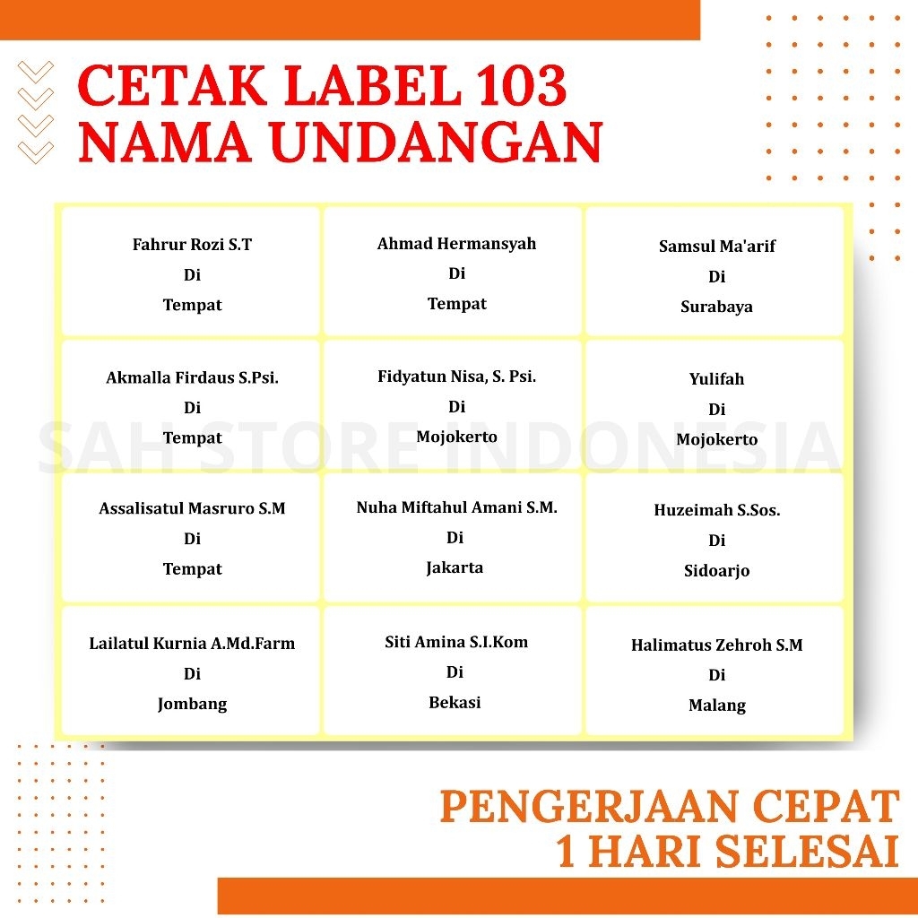 

custome label nama undangan